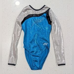 PIXELATED Alpha Gymnastics Dance Leotard CLA Large Mystique Teal Competition